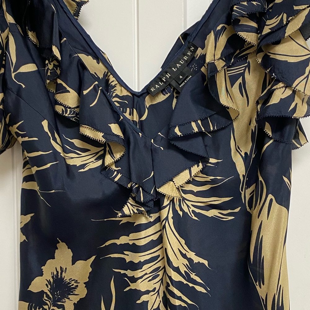 Ralph Lauren Black Label Silk Ruffle Top Size 4 - Picture 6 of 10
